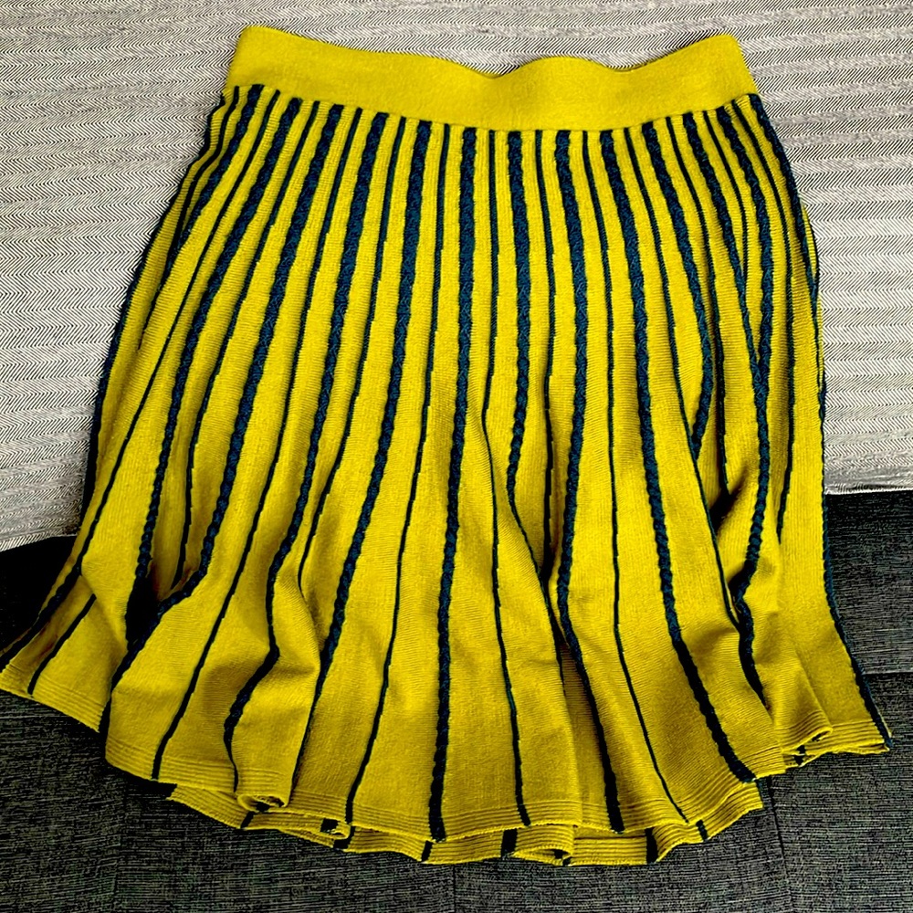 Urban Outfitters (Kimchi & Blue) green with blue vertical stripes skirt.